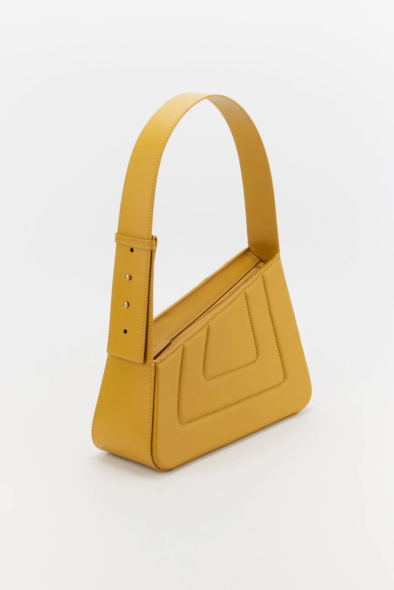 Mustard asymmetric leather quilted bag sold by DESTREE product image thumbnail 2
