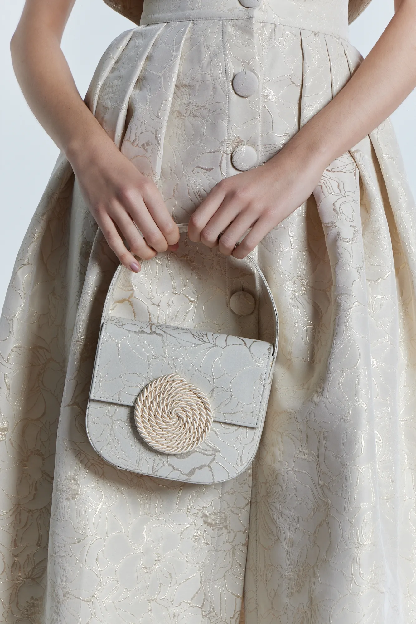 Geometric jacquard handbag ecru & gold sold by DESTREE product image thumbnail 4