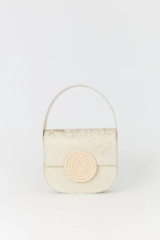 Geometric jacquard handbag ecru & gold made by DESTREE