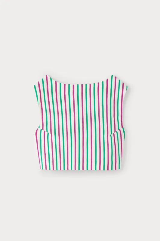Ruby and green ottoman stripe crop top made by DESTREE