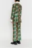 Beige & Forest Satin Jacquard Flared Pants sold by DESTREE