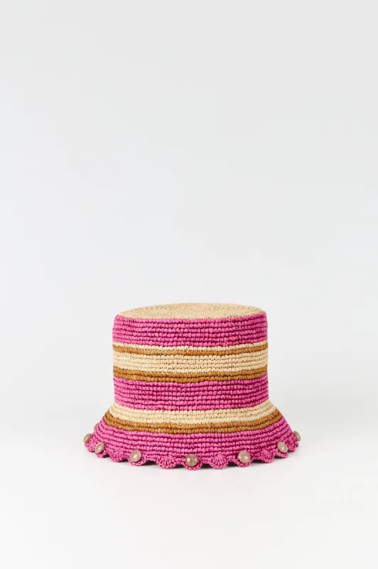 BOB RAPHIA STRIPES  FUCHSIA & CAMEL made by DESTREE