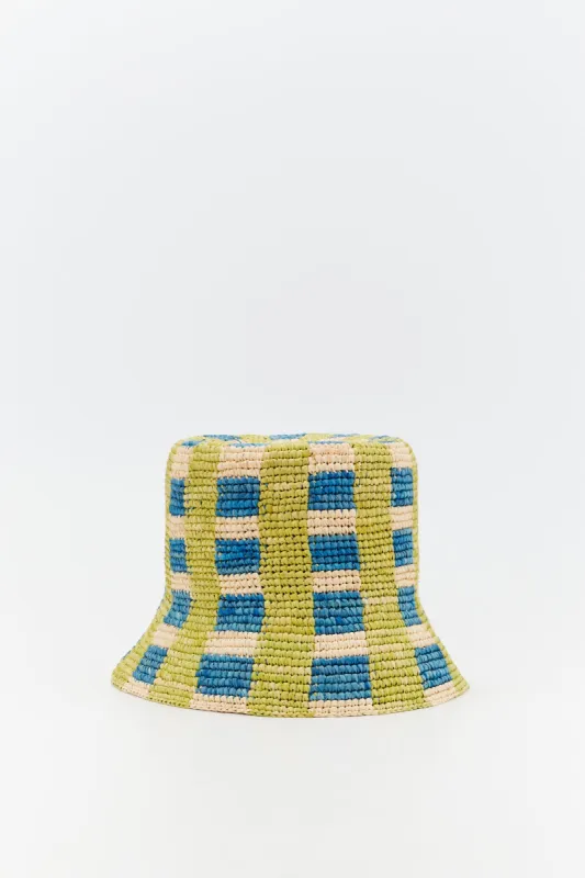 Raphia bucket hat anis celadon made by DESTREE
