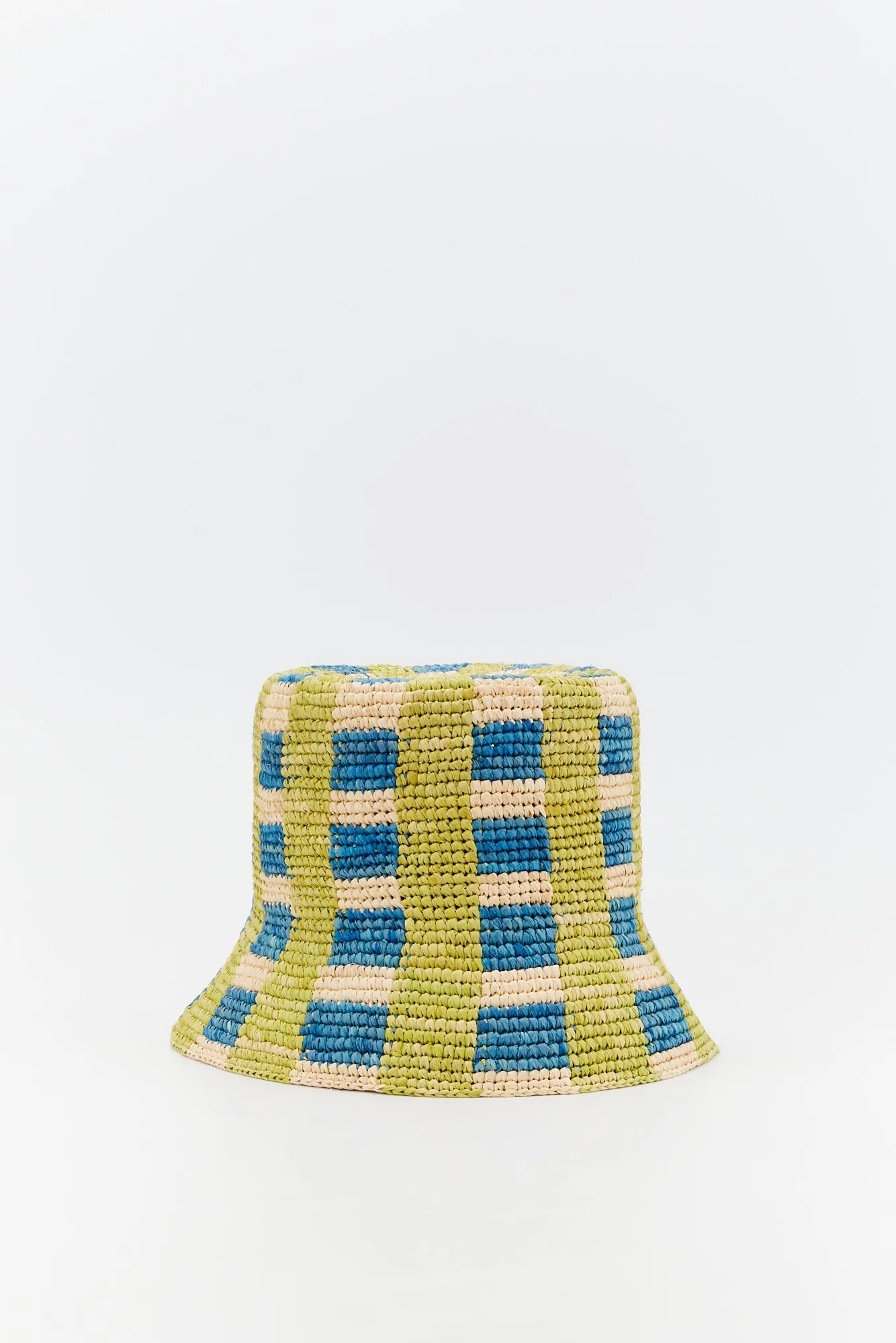 Raphia bucket hat anis celadon sold by DESTREE