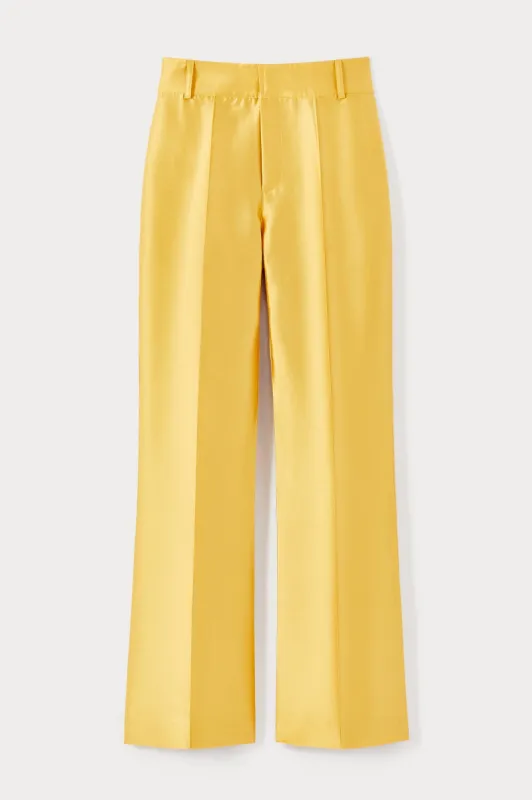 Yellow satin straight pants sold by DESTREE