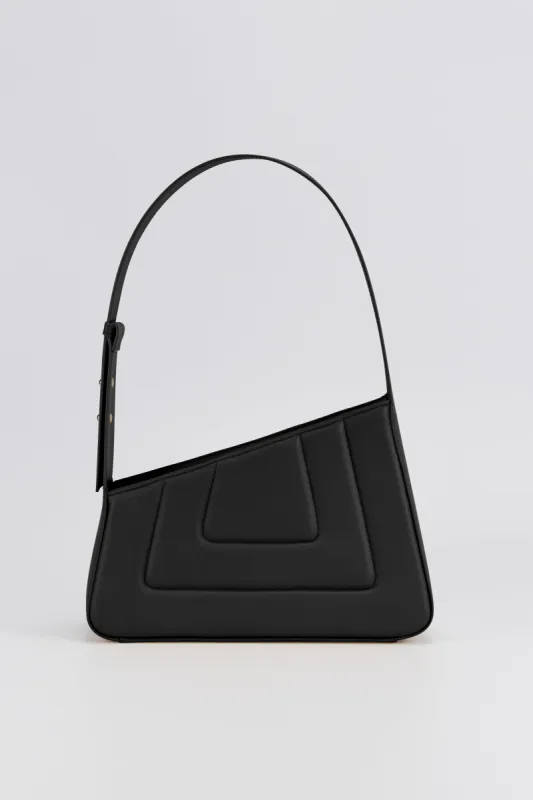 BLACK Asymmetric Leather Quilted Bag made by DESTREE