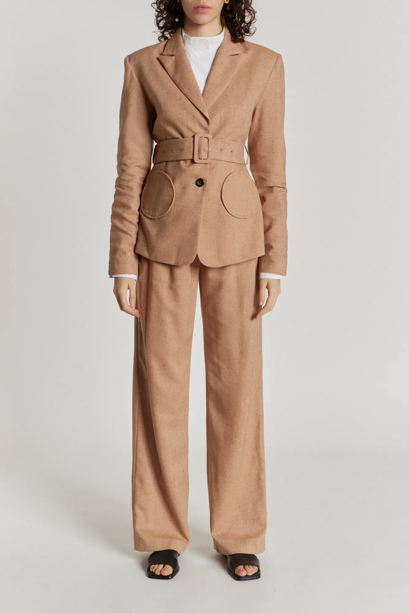 CHESNUT ECRU BICOLOR BELTED BLAZER sold by DESTREE product image thumbnail 2