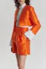 Orange Satin Cropped Jacket sold by DESTREE