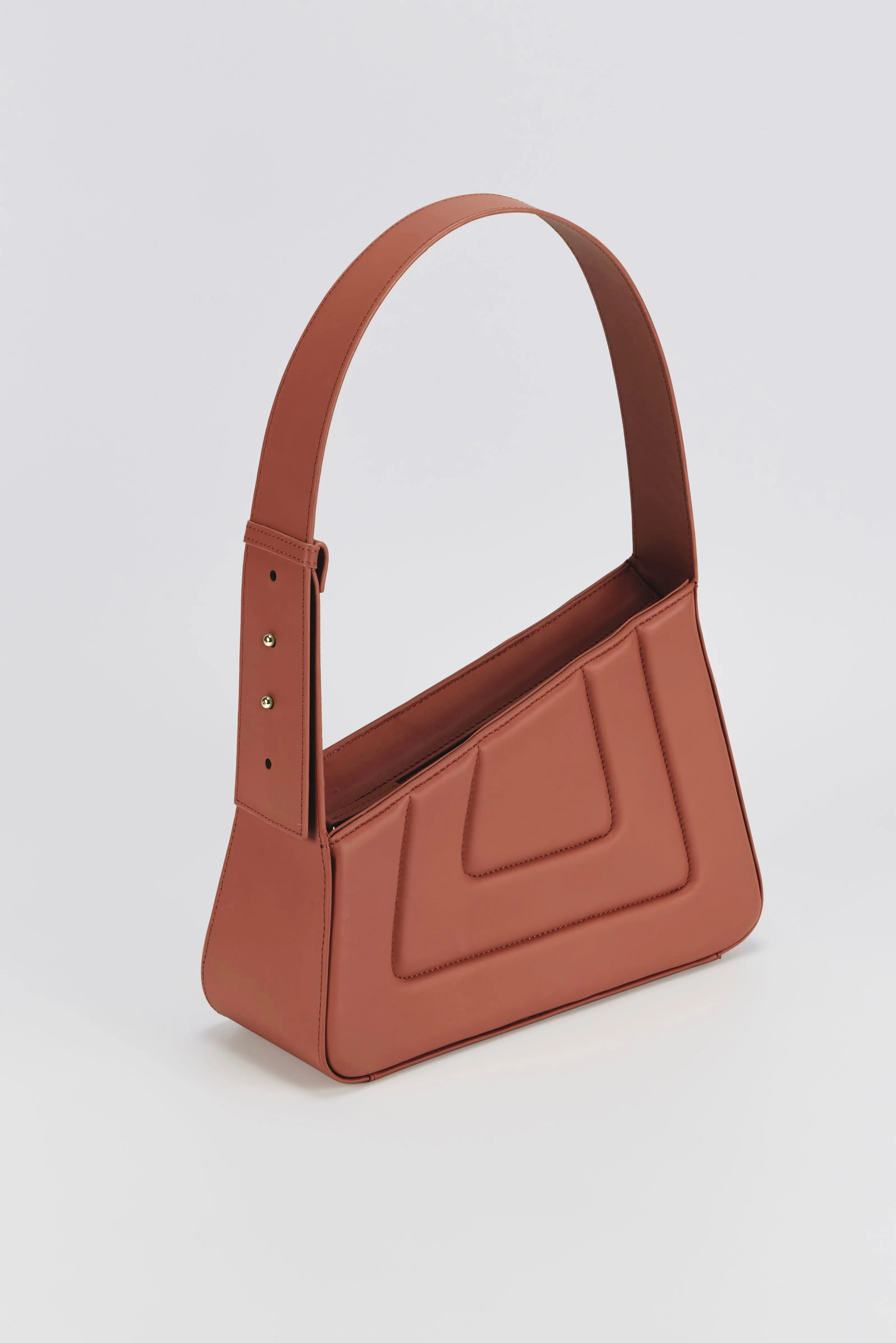 Rust asymmetric leather quilted bag sold by DESTREE product image thumbnail 2