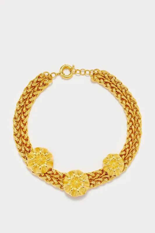 ELIZABETH DOUBLE CHAIN DAISY GOLD sold by DESTREE
