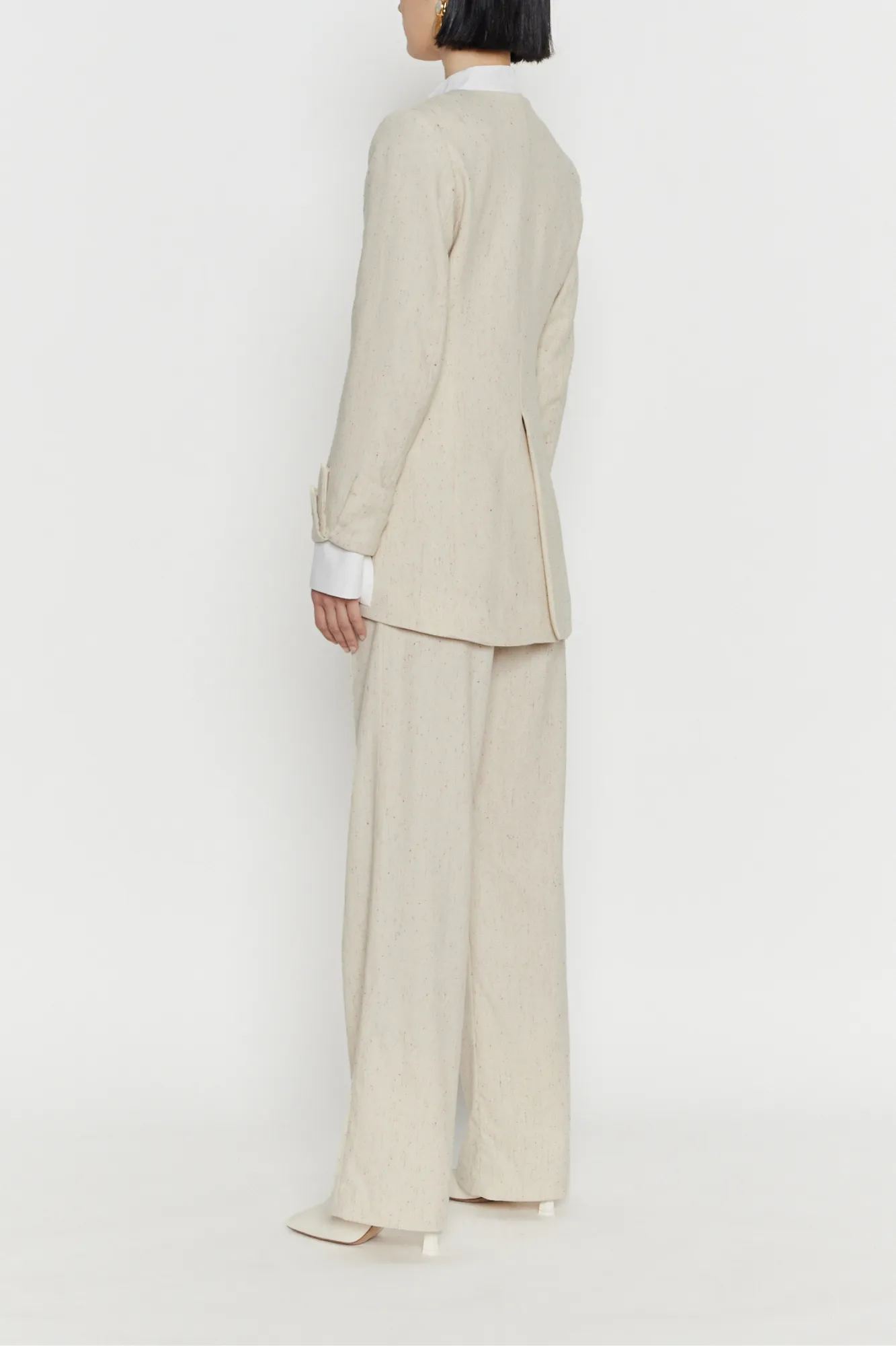 Ecru high-waisted trousers sold by DESTREE product image thumbnail 3