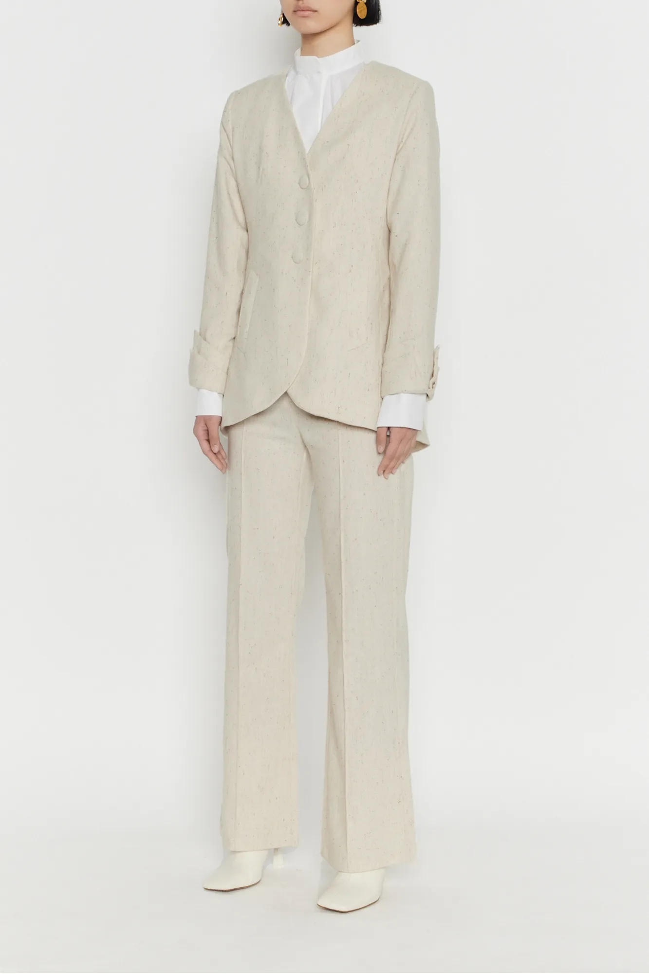 Ecru high-waisted trousers sold by DESTREE product image thumbnail 2