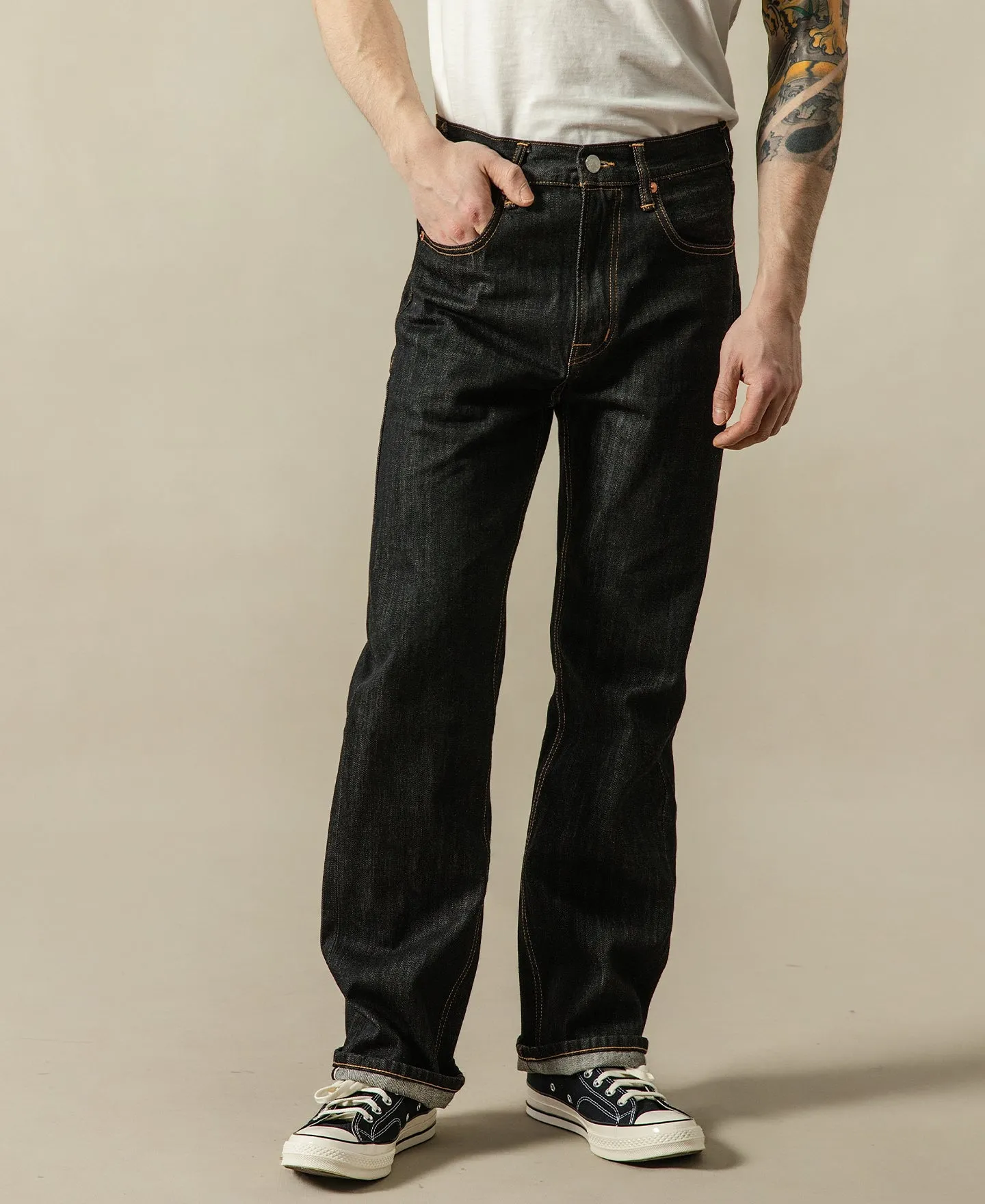 14 oz Selvedge Basic Straight-Fit Jeans - Black sold by Older Best product image thumbnail 4