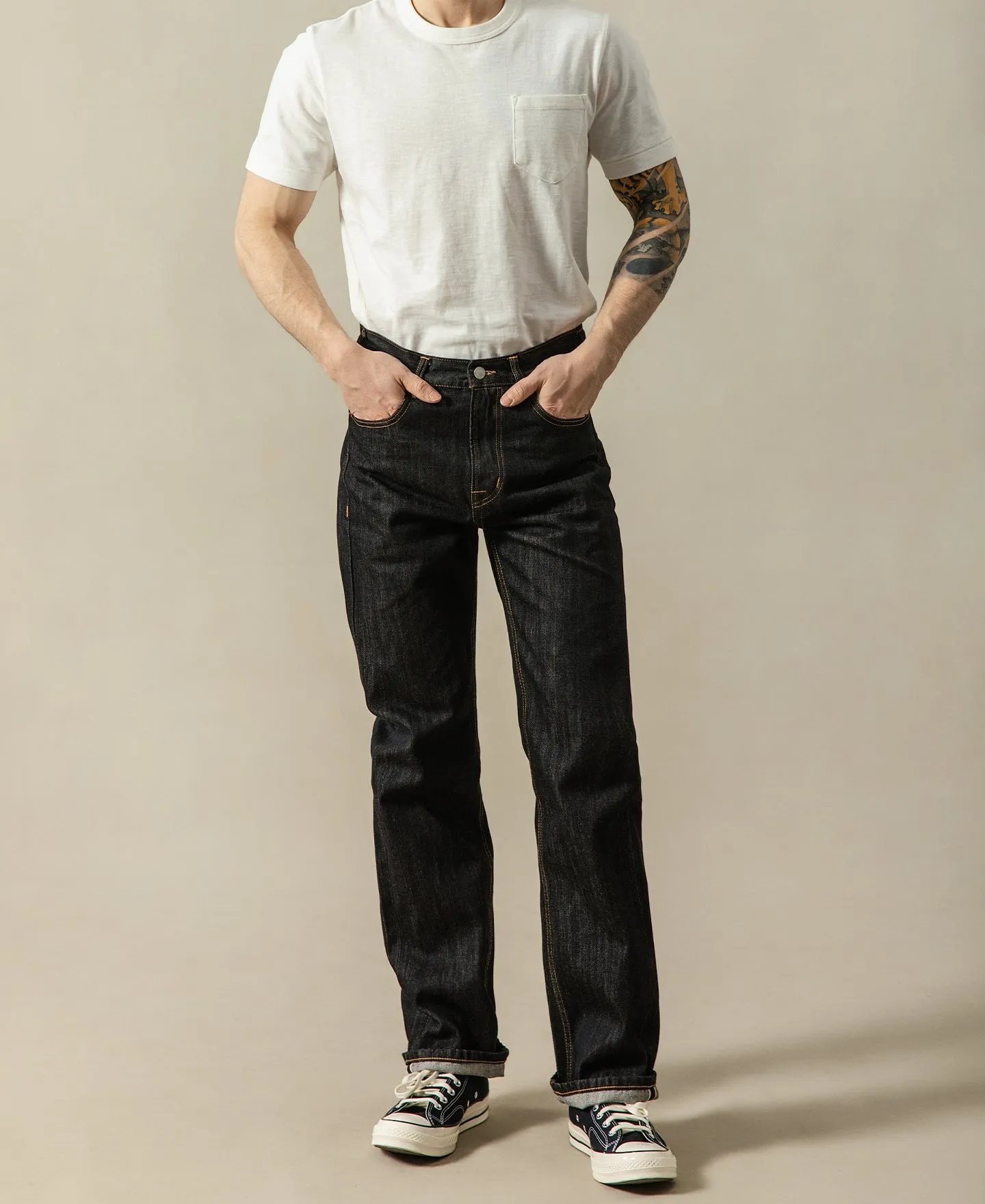 14 oz Selvedge Basic Straight-Fit Jeans - Black sold by Older Best product image thumbnail 3