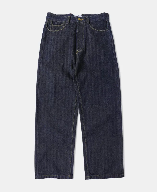 1870s 15 oz Herringbone Selvedge Denim Work Jeans made by Annual ring