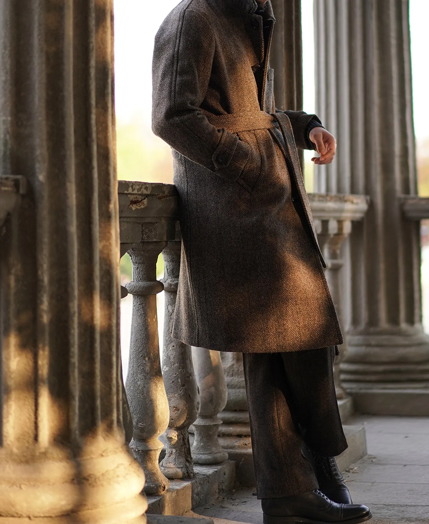 1920s Brown Herringbone Tweed Balmacaan Coat sold by Older Best product image thumbnail 5