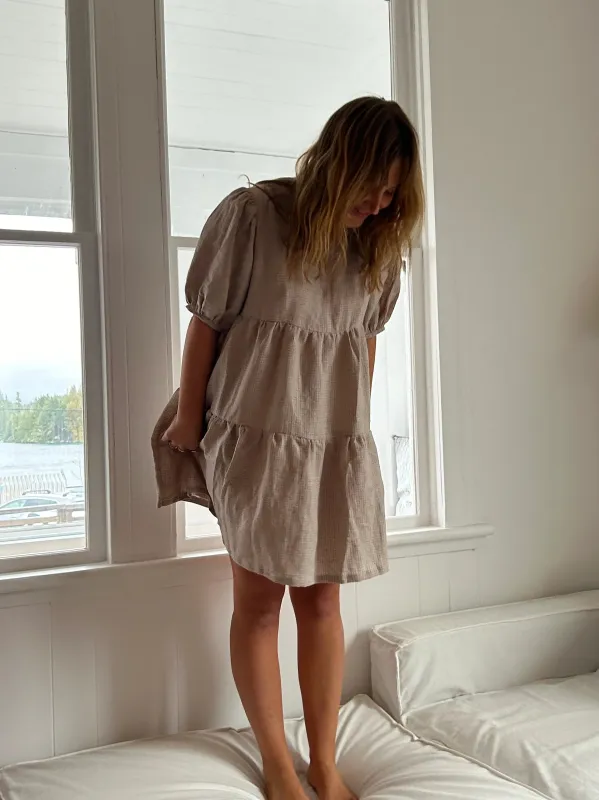 Almond Check Mini Dress made by Merge Curated goods