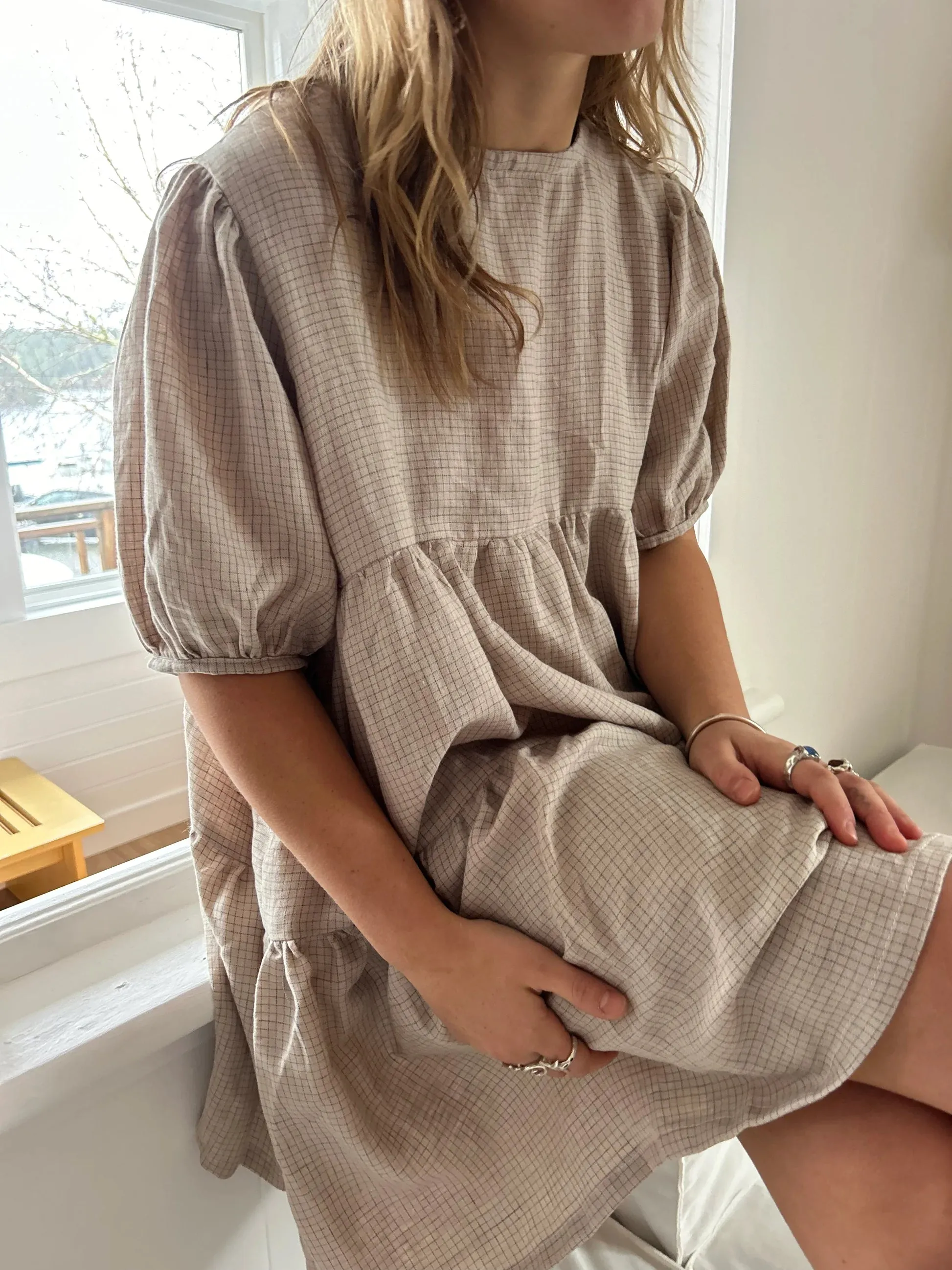 Almond Check Mini Dress sold by Merge Curated goods product image thumbnail 2