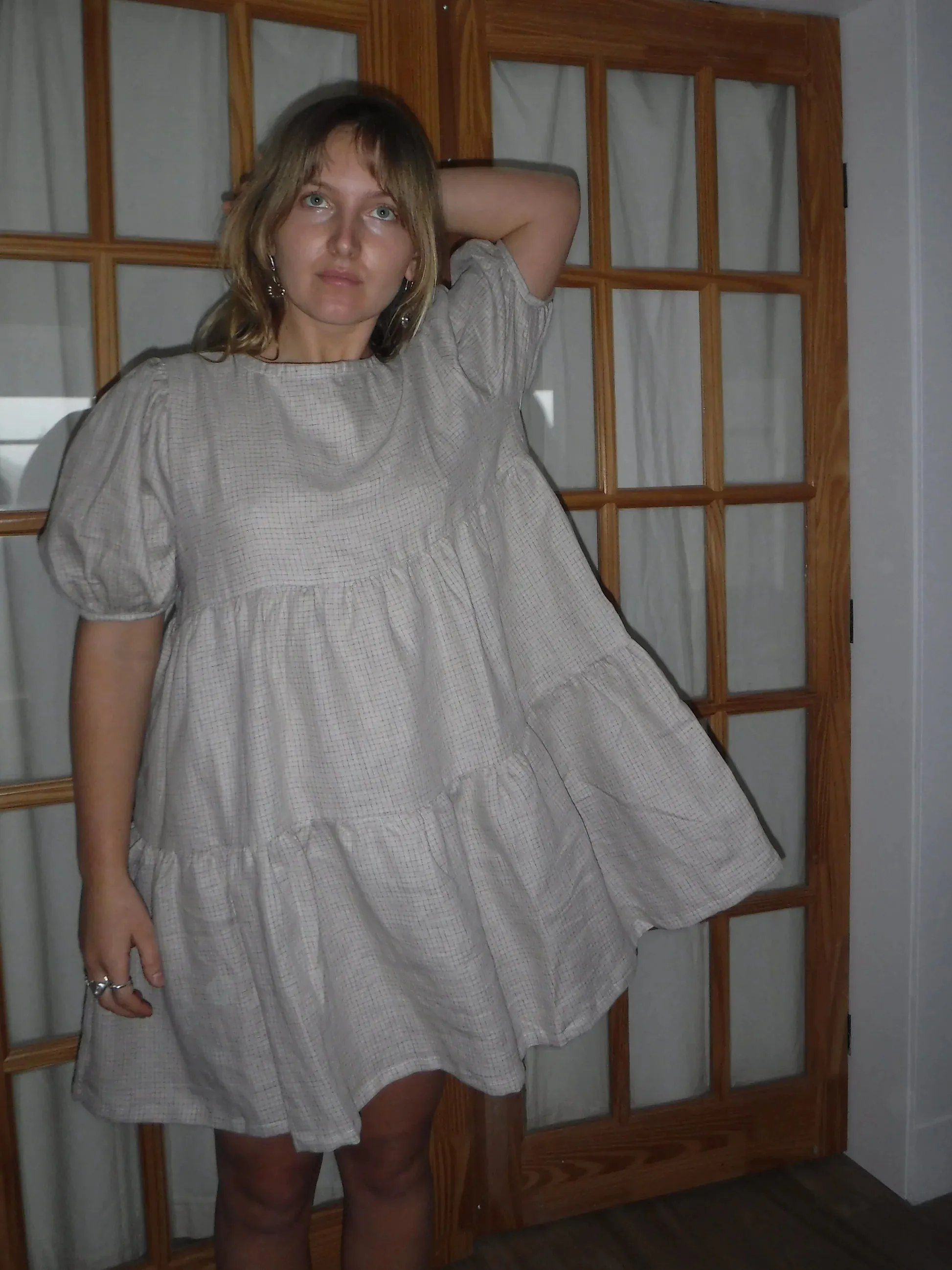 Almond Check Mini Dress sold by Merge Curated goods product image thumbnail 3
