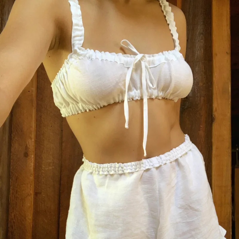 Cattails Bralette in White sold by Merge Curated goods