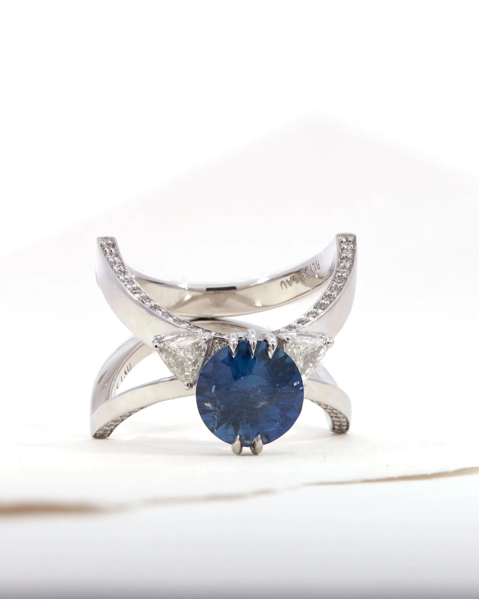Sphynx Platinum and Blue Sapphire Ring sold by Bliss Lau product image thumbnail 4