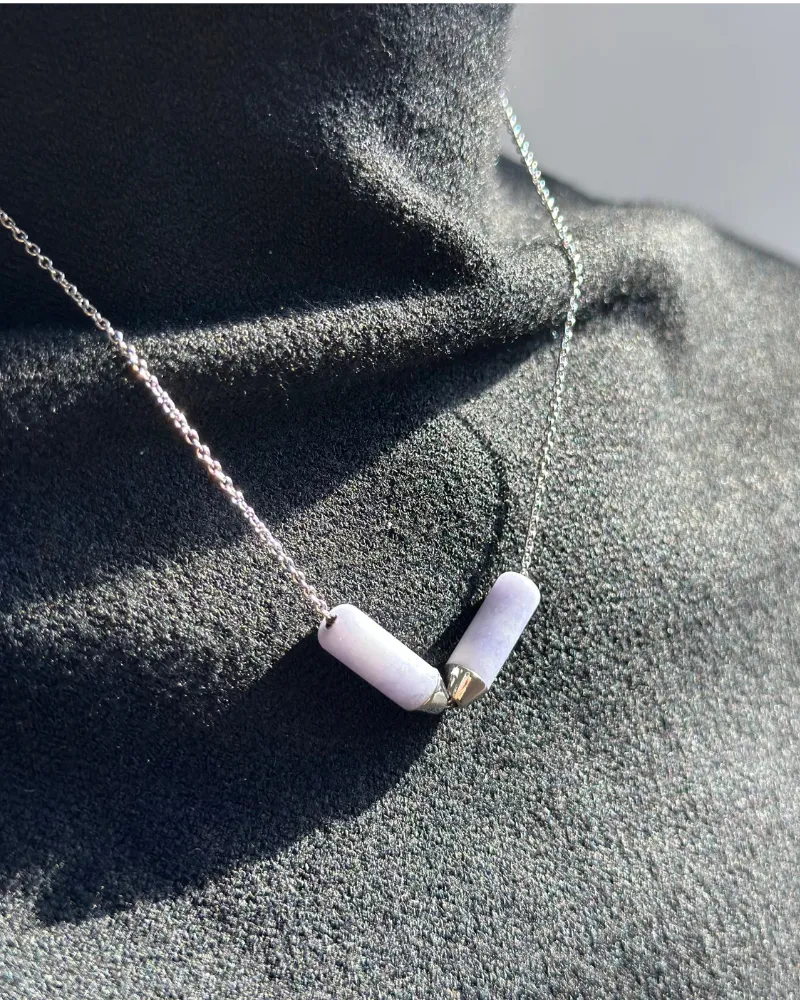 Open Necklace - Mayan Lavender Jade and Platinum sold by Bliss Lau product image thumbnail 5