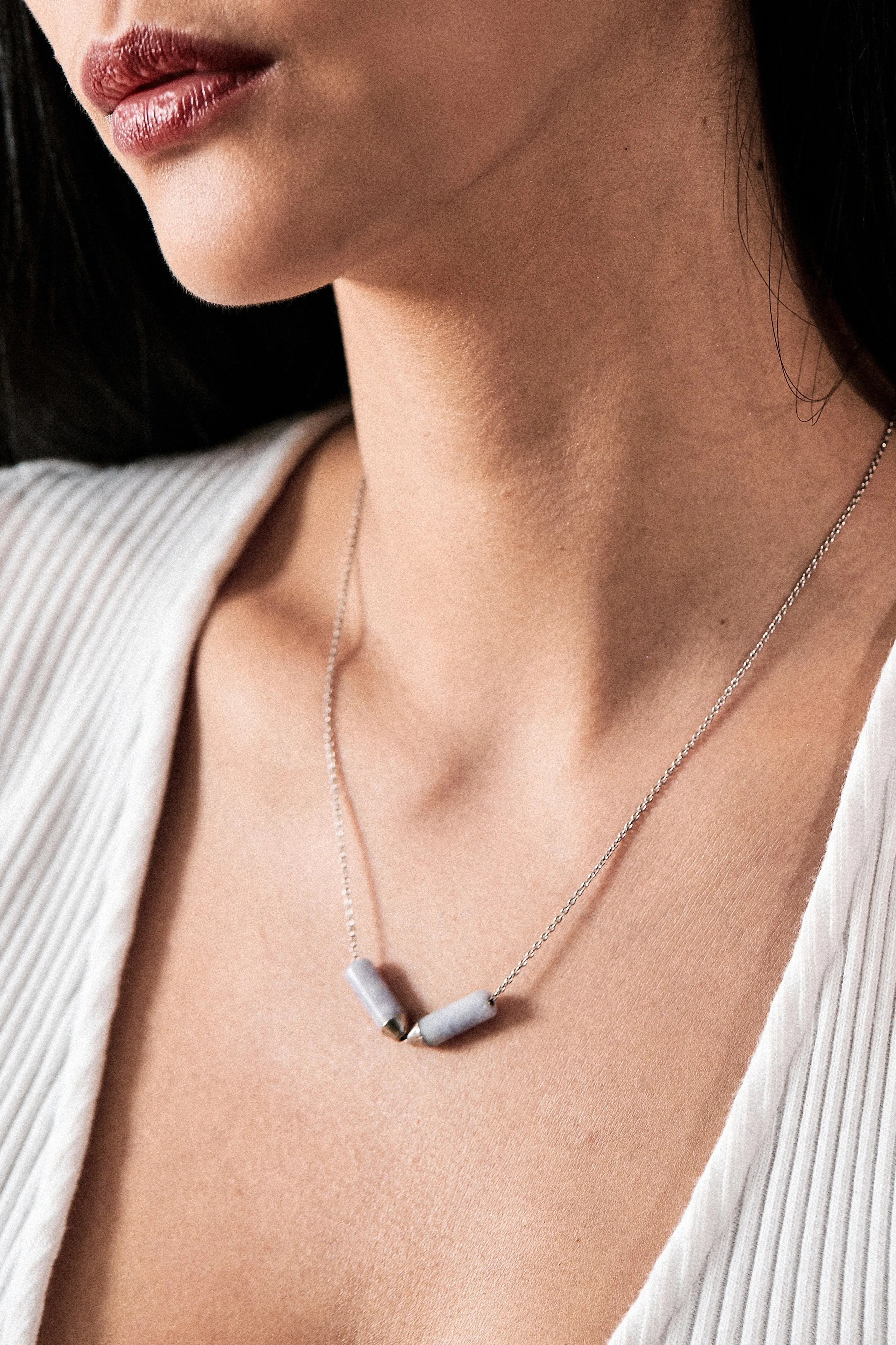 Open Necklace - Mayan Lavender Jade and Platinum sold by Bliss Lau product image thumbnail 2