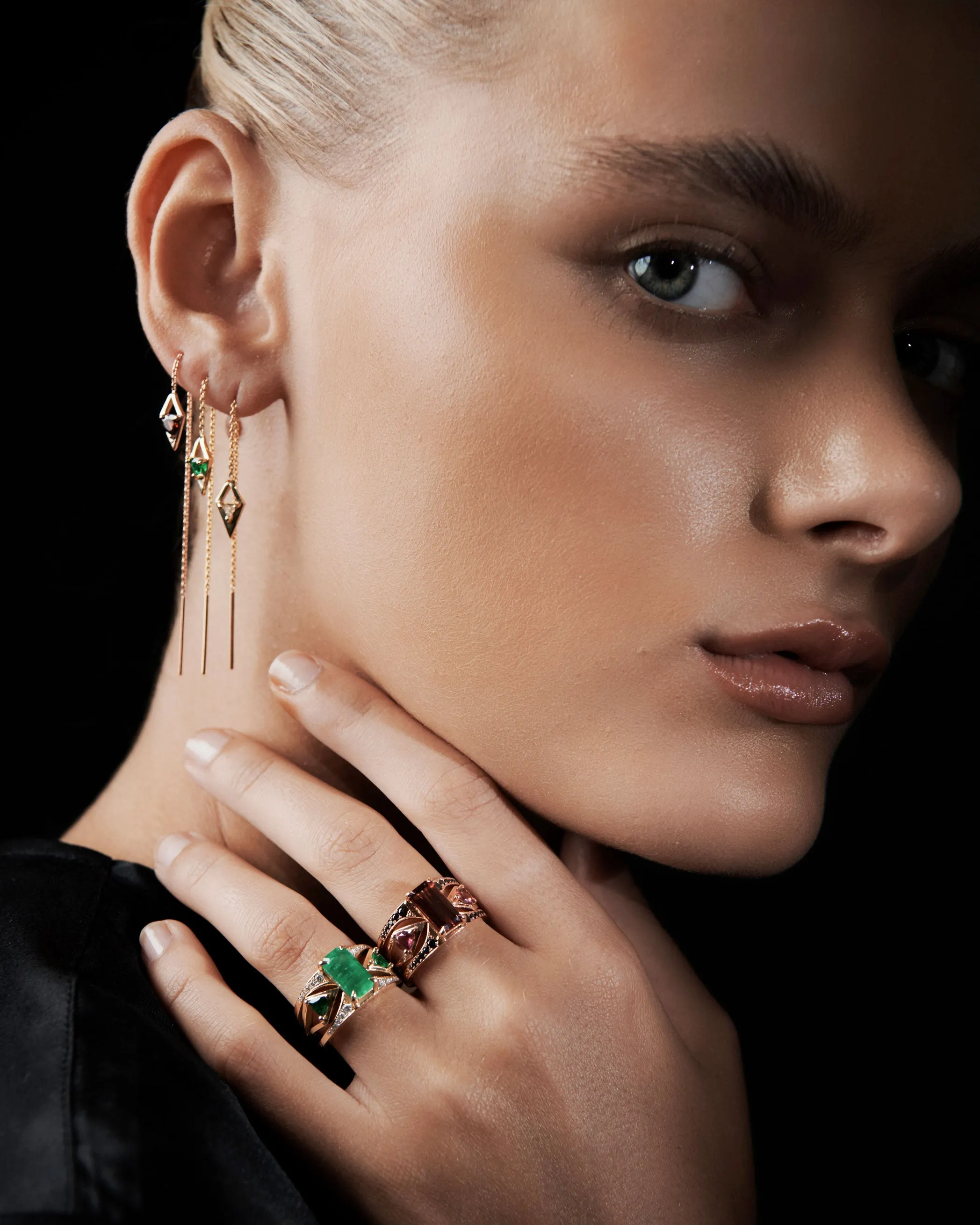 Black Spinel Mirage Ring with White Diamond Pavé in Recycled Gold sold by Bliss Lau product image thumbnail 5