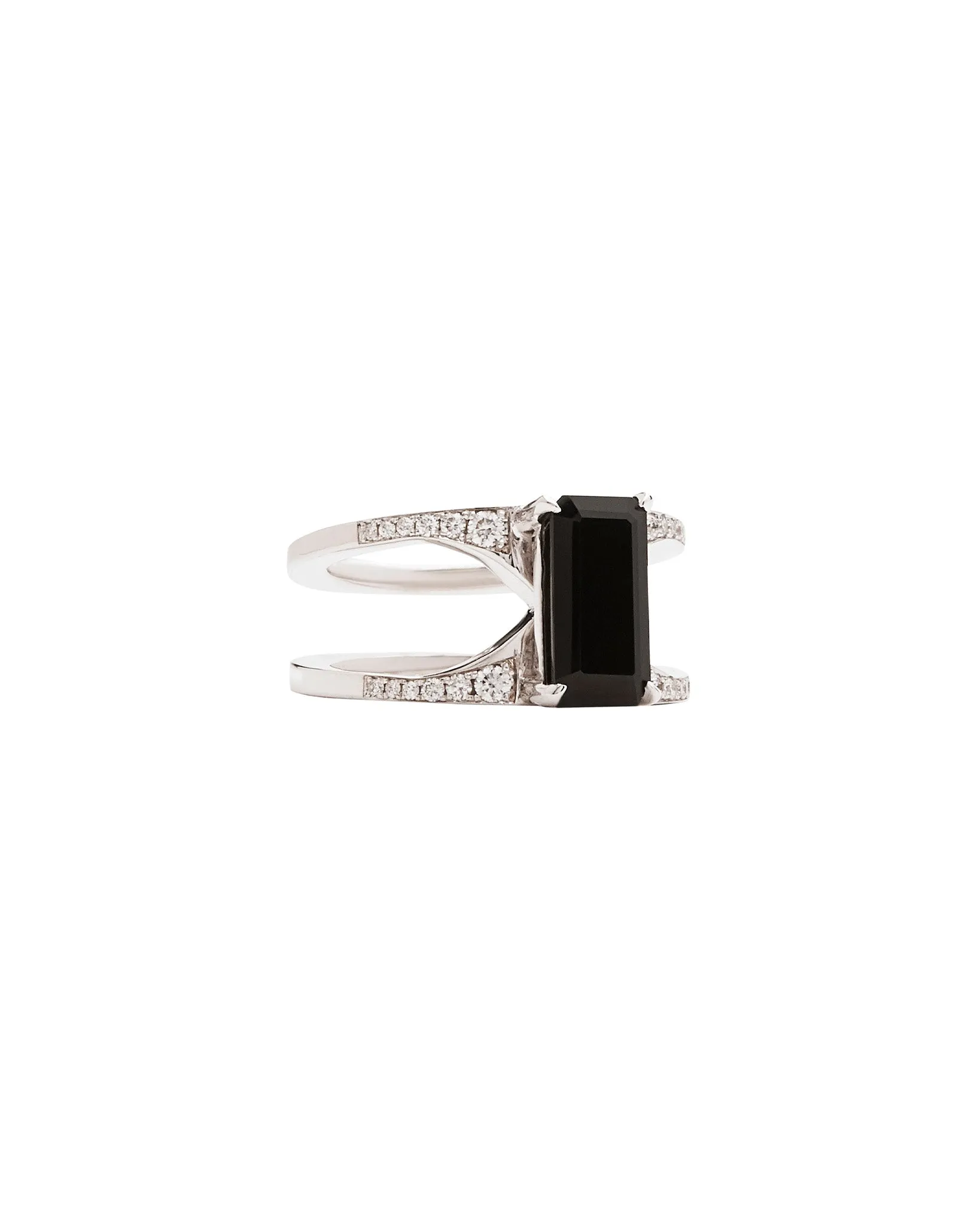 Black Spinel Mirage Ring with White Diamond Pavé in Recycled Gold sold by Bliss Lau product image thumbnail 2