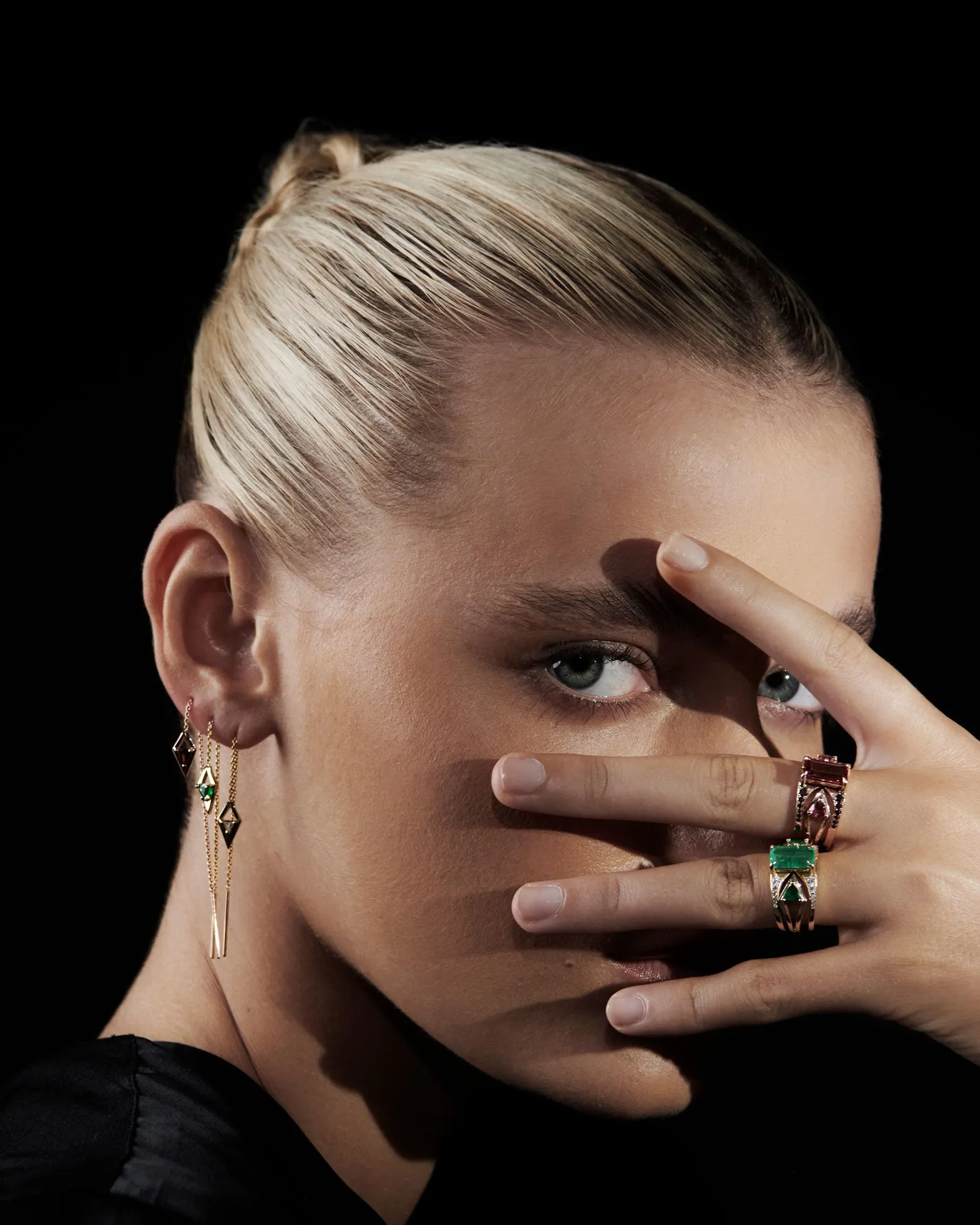 Black Spinel Mirage Ring with White Diamond Pavé in Recycled Gold sold by Bliss Lau product image thumbnail 4