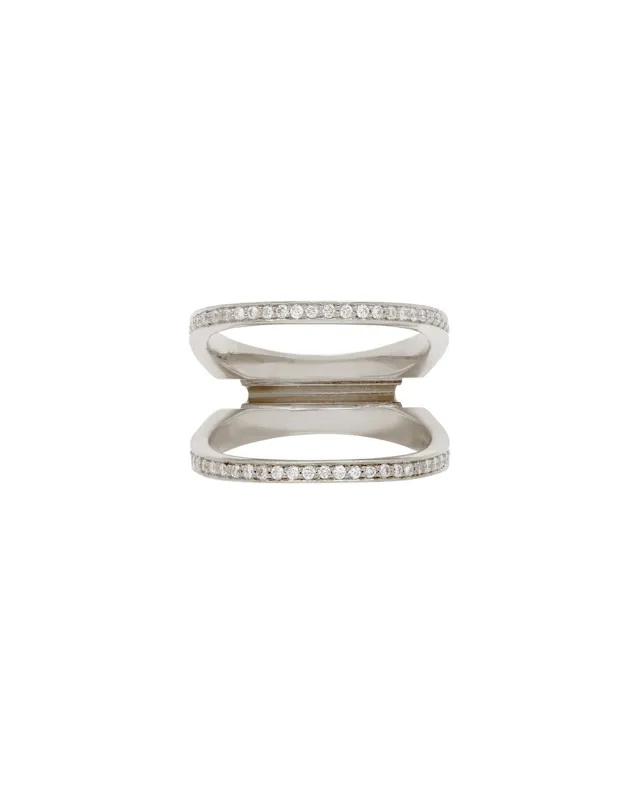 Acute 13mm Enclose Wedding Band In White Gold sold by Bliss Lau