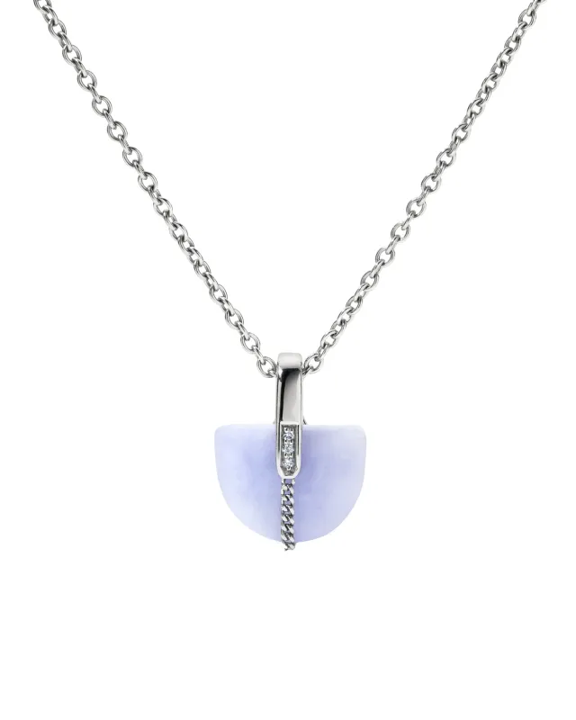 Brevity Pavé Lavender Jade Pendant Necklace Platinum made by Bliss Lau