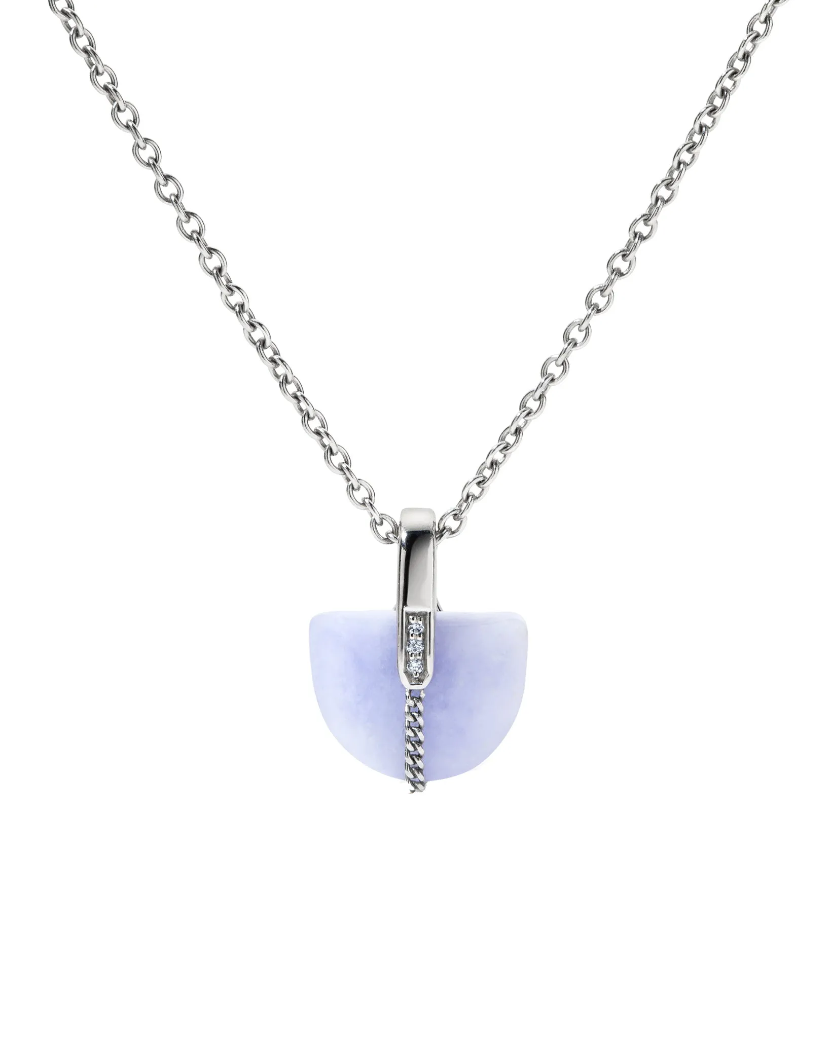 Brevity Pavé Lavender Jade Pendant Necklace Platinum sold by Bliss Lau