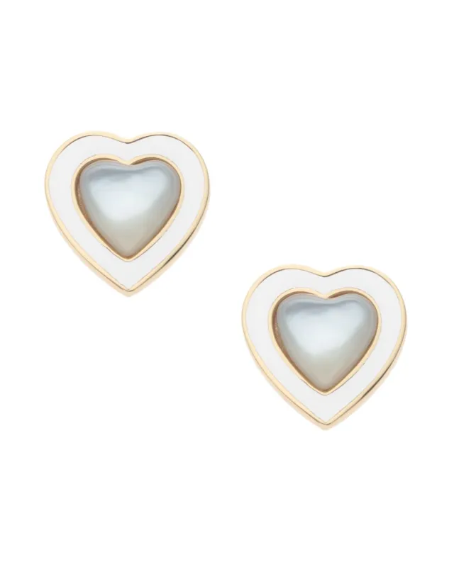 Jane Win Love Petite Enchanted Heart Earrings Mother of Pearl sold by Cartolina