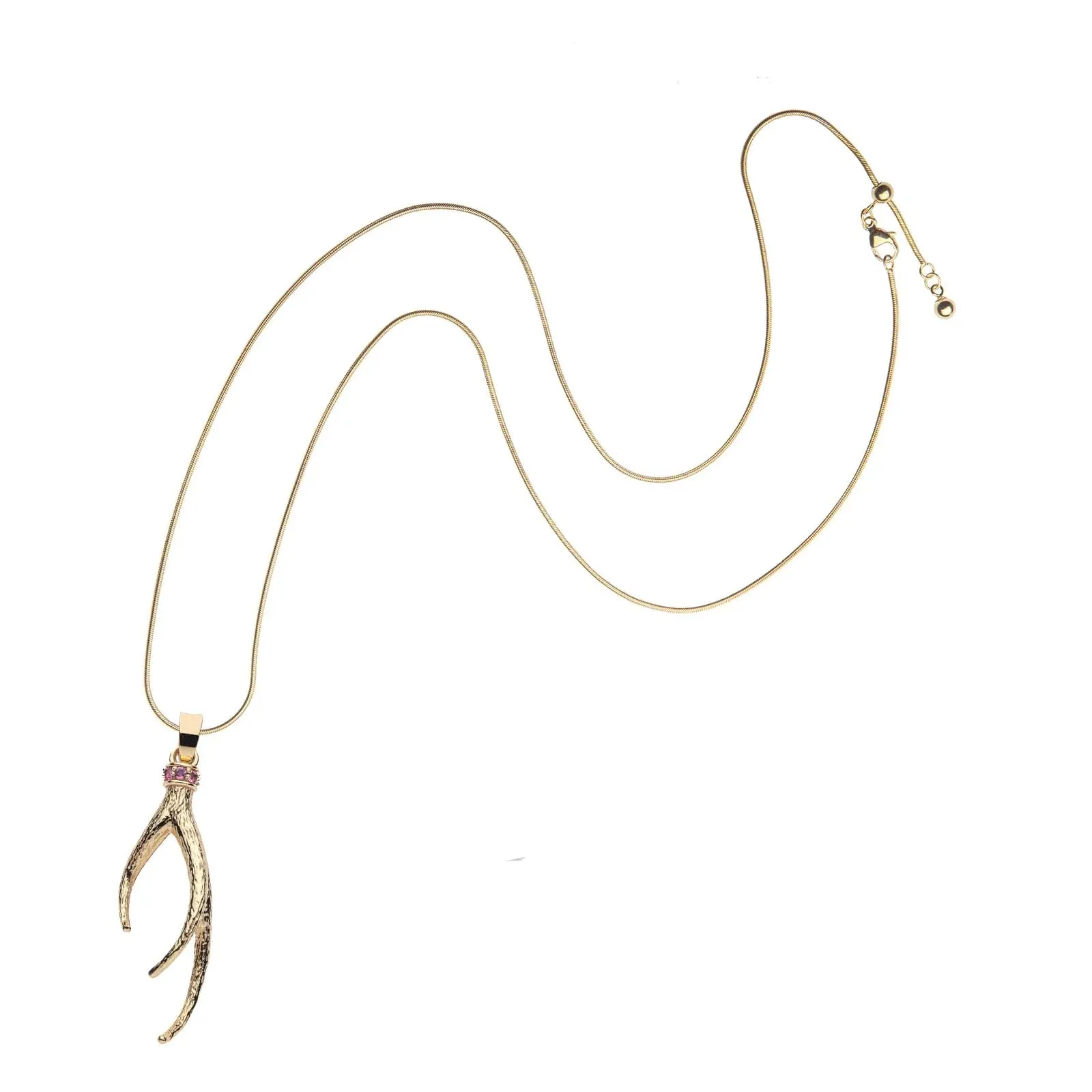 Jane Win Protect Antler Pendant - 18"-20" Gold Chain sold by Cartolina product image thumbnail 2