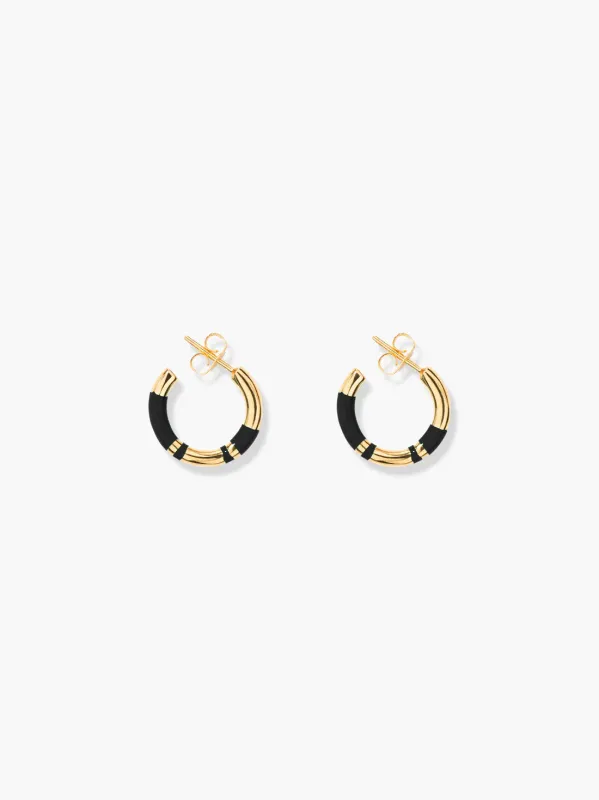 Aurelie Bidermann Mini Creoles Positano Black Earrings sold by Cartolina