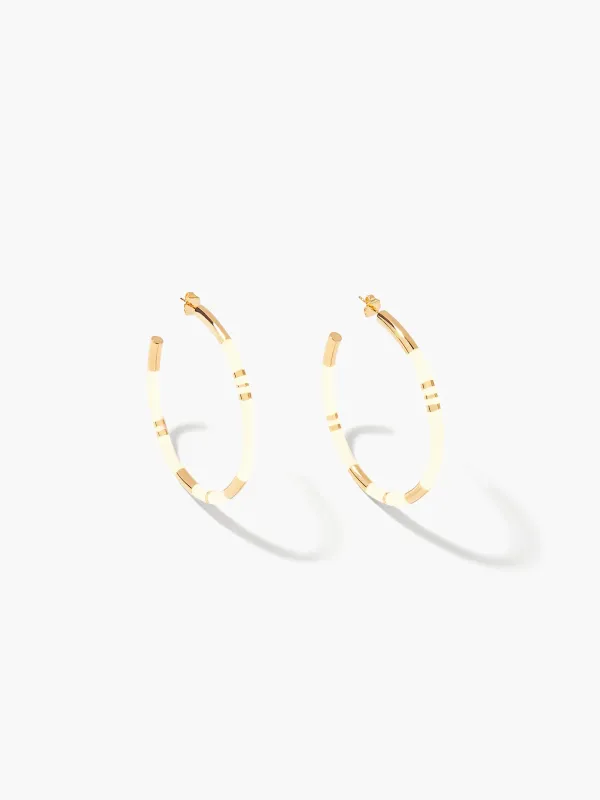 Aurelie Bidermann Positano Hoops Ivory Bakelite sold by Cartolina