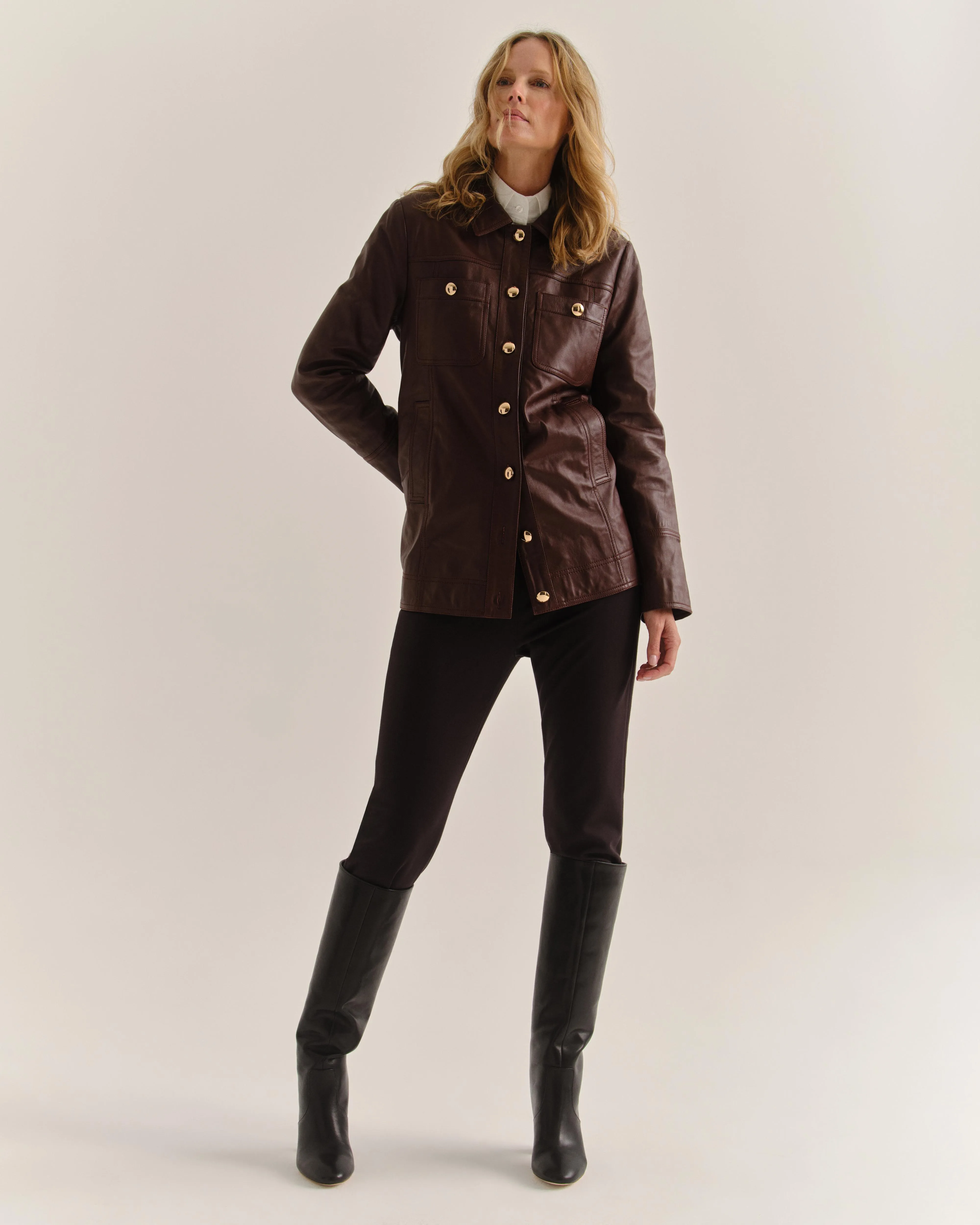 Winifred Leather Jacket-Wine sold by Cartolina product image thumbnail 3