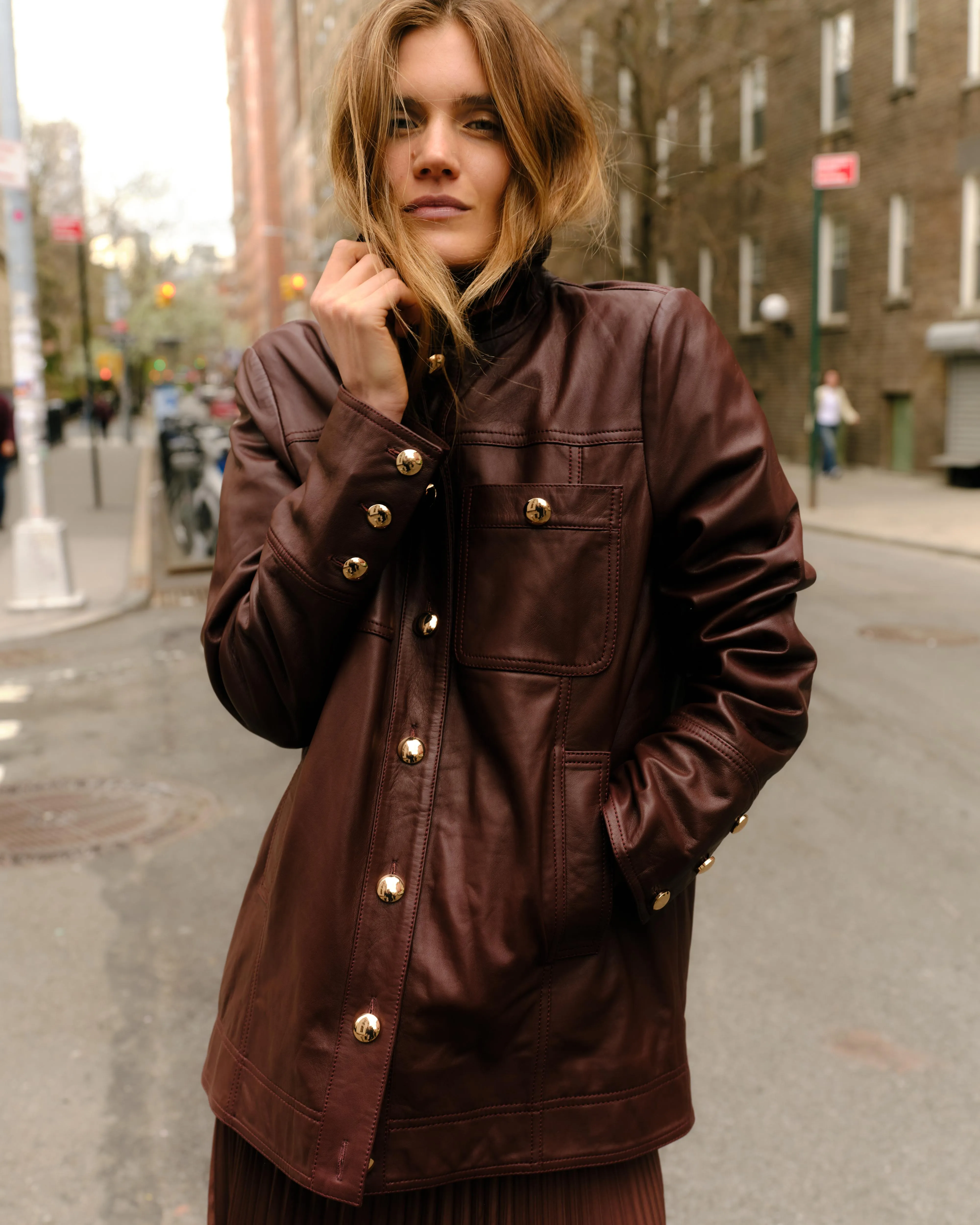 Winifred Leather Jacket-Wine sold by Cartolina product image thumbnail 2