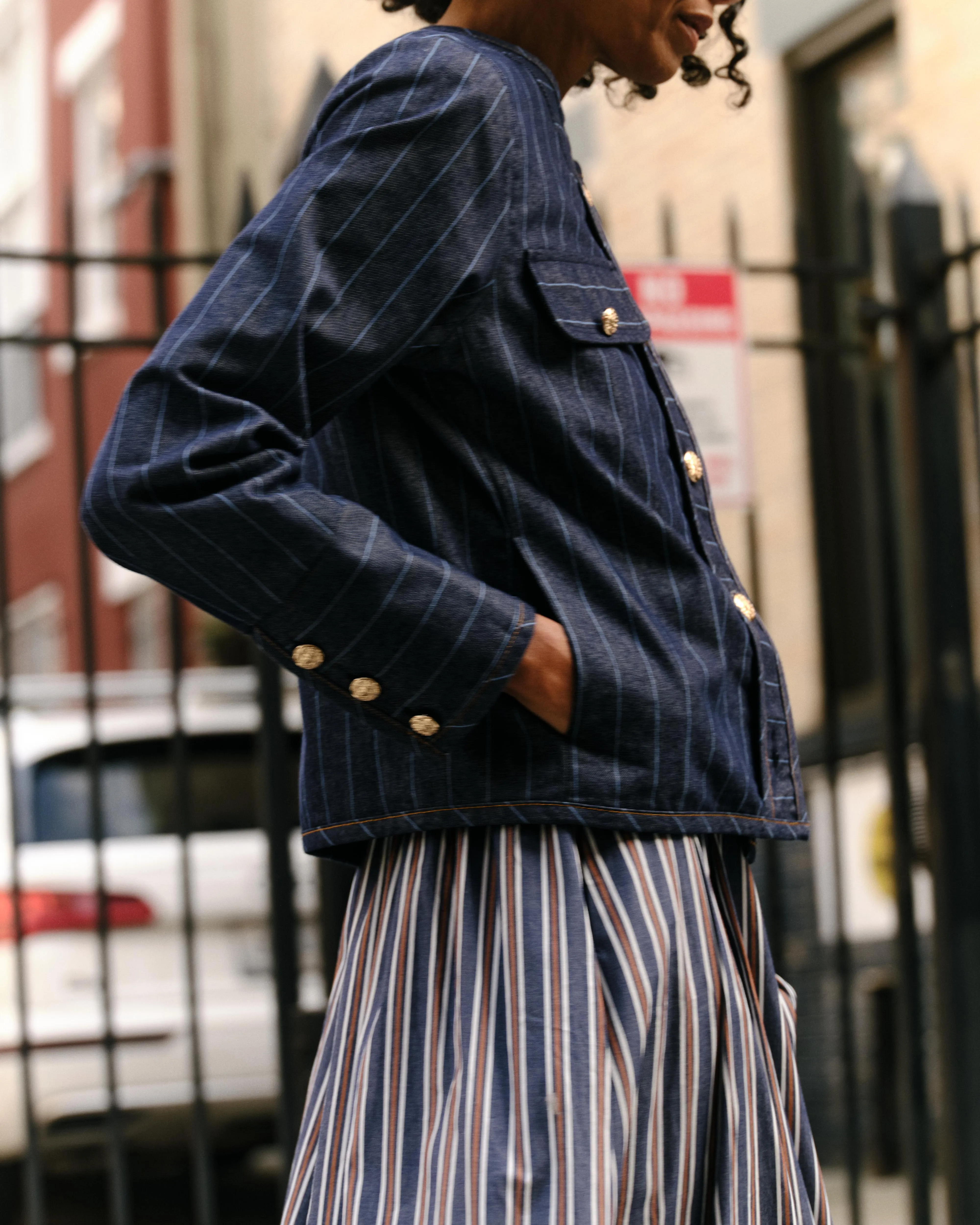 Renata Denim Jacket-Bluebell Stripe sold by Cartolina product image thumbnail 3