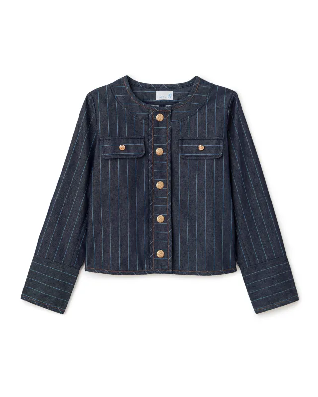 Renata Denim Jacket-Bluebell Stripe made by Cartolina