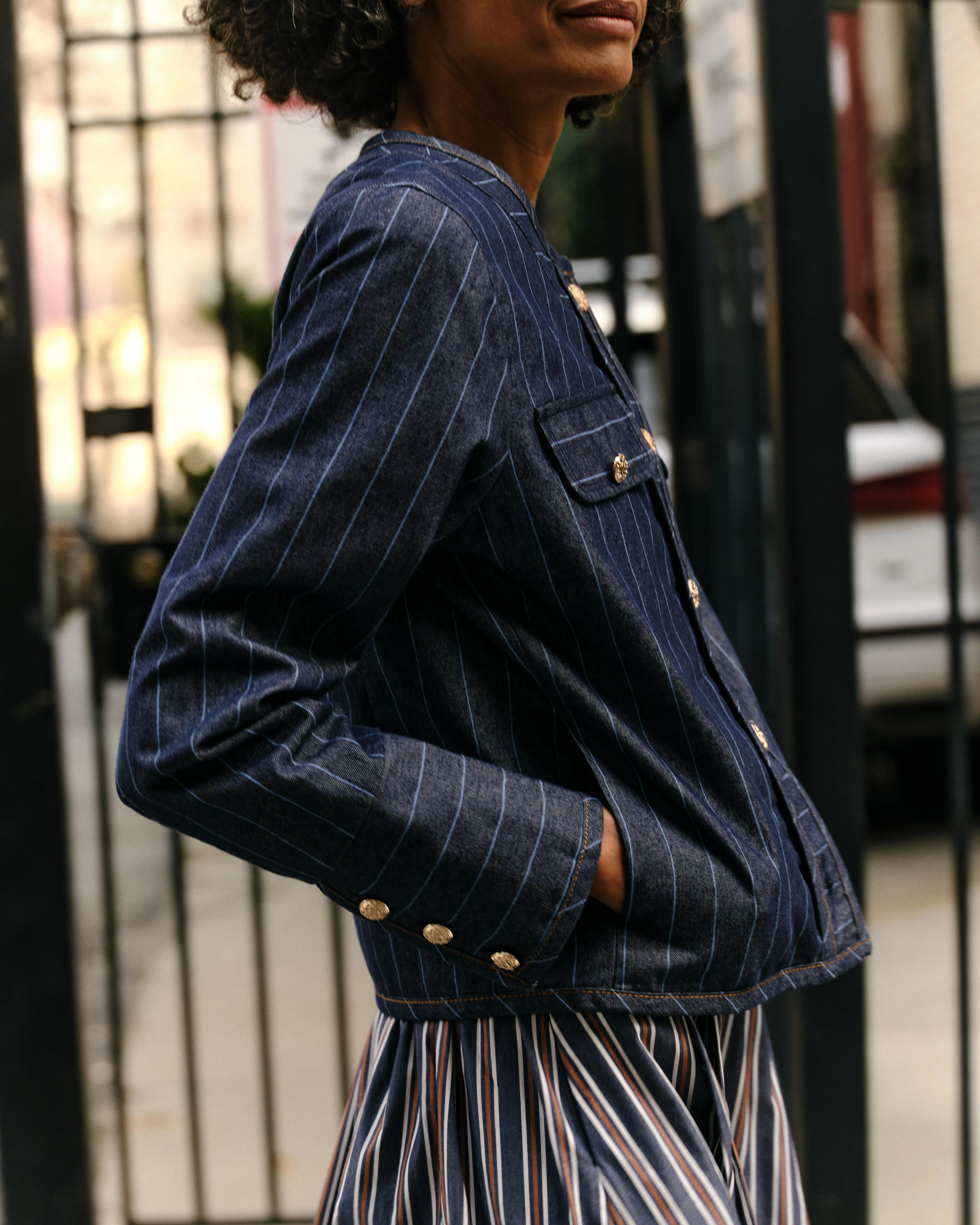 Renata Denim Jacket-Bluebell Stripe sold by Cartolina product image thumbnail 2