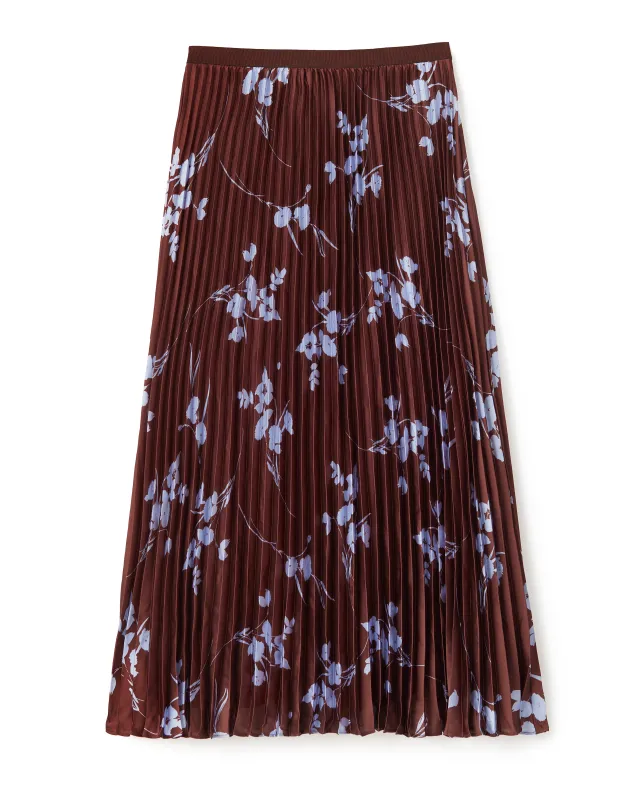 Claudia Pleated Skirt-Upstate Floral Espresso sold by Cartolina