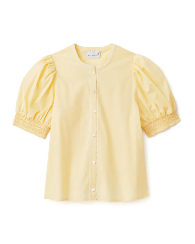 Milli Puff Sleeve Top-Pale Lemon sold by Cartolina