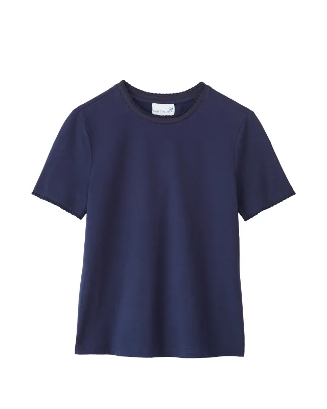 Dylan Crewneck Tee-Midnight Blue made by Cartolina