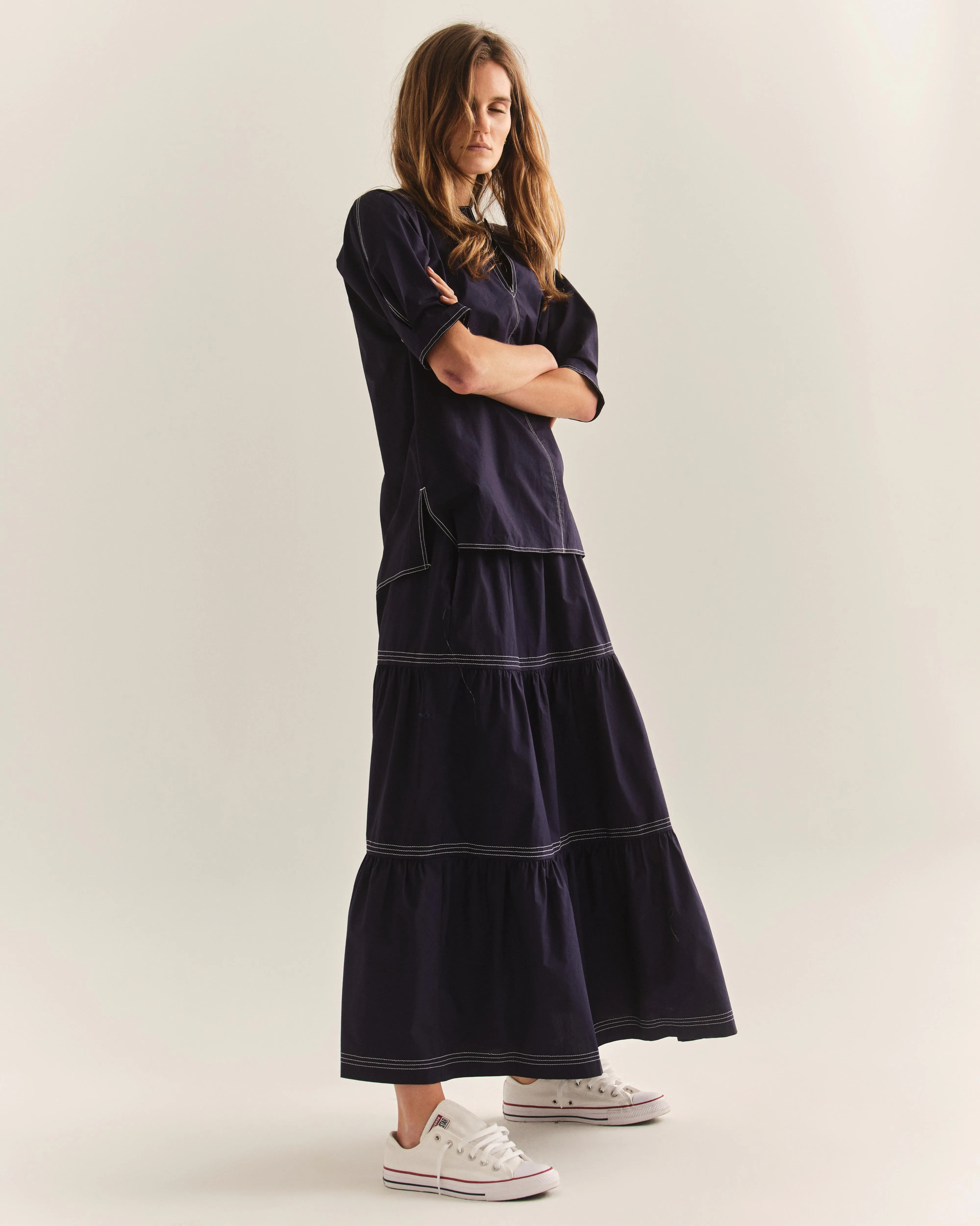 Sloane Poplin Top-Midnight Blue sold by Cartolina product image thumbnail 3