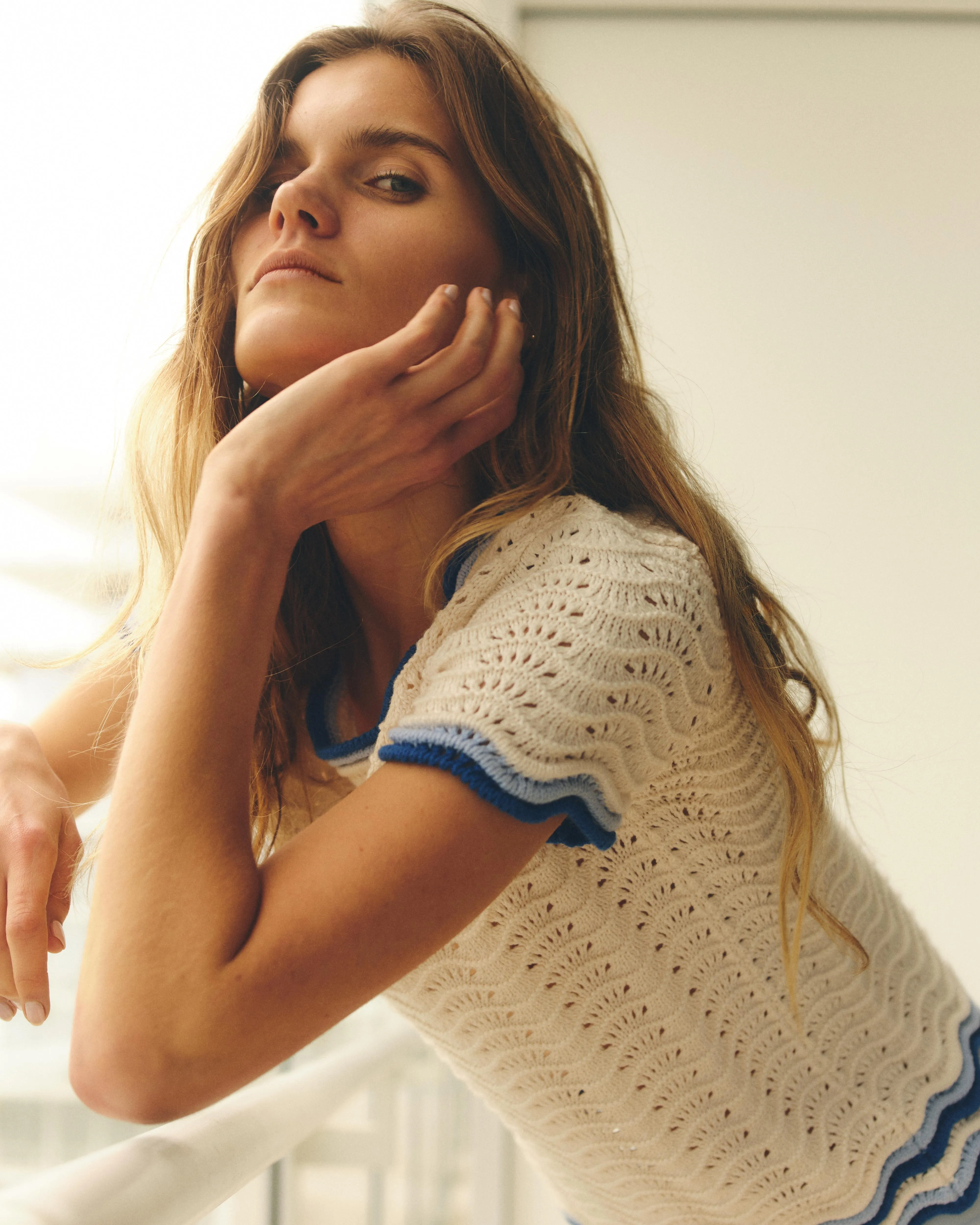 Phaedra Top-Indigo Wave/Ivory sold by Cartolina