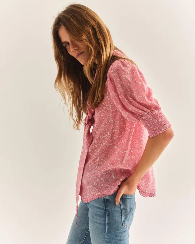 Peggy Top-Boboli Garden Print In Peony Pink made by Cartolina