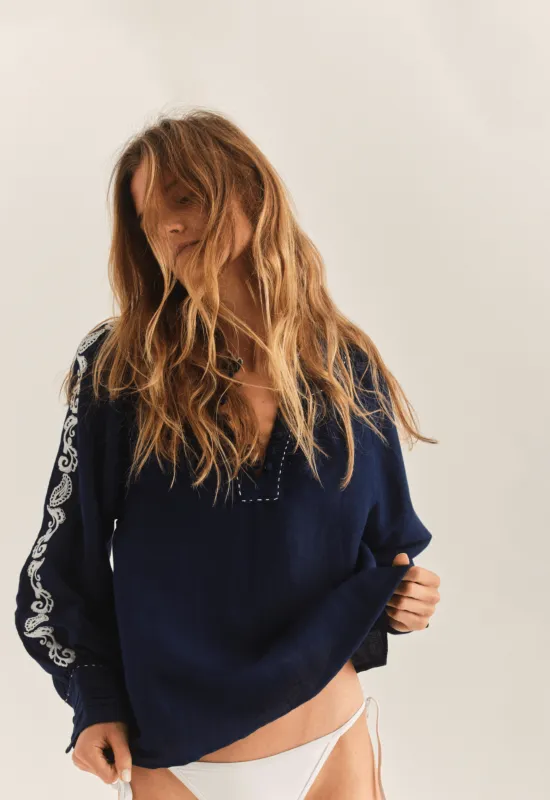Marisol Ls Top-Navy made by Cartolina