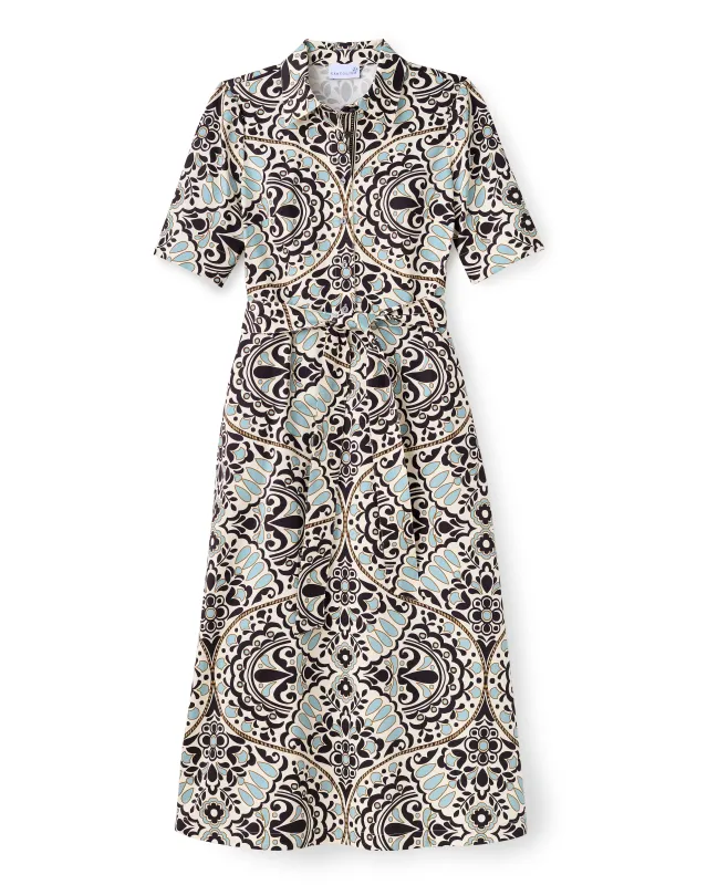 SP26 Cara Shirtdress-Flor Medallion Tidal Pool made by Cartolina